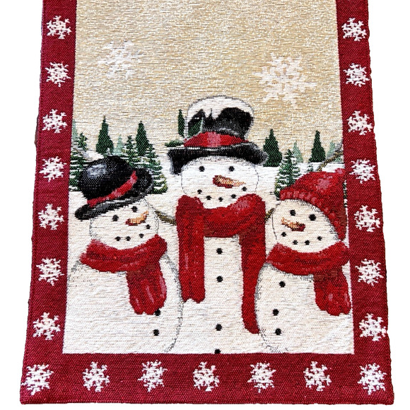 St Nicholas Square Yuletide Snowman Tapestry Table Runner 36" EXCELLENT #3 - Picture 1 of 5